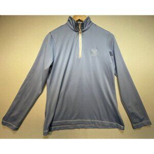 Cutter & Buck CB Men's Drytec Golf Polo Shirt Size M Blue 1/4 Zip Long Sleeve